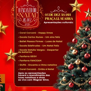 Encanto do Natal 2025 reúne apresentações culturais na Praça J.J. Seabra